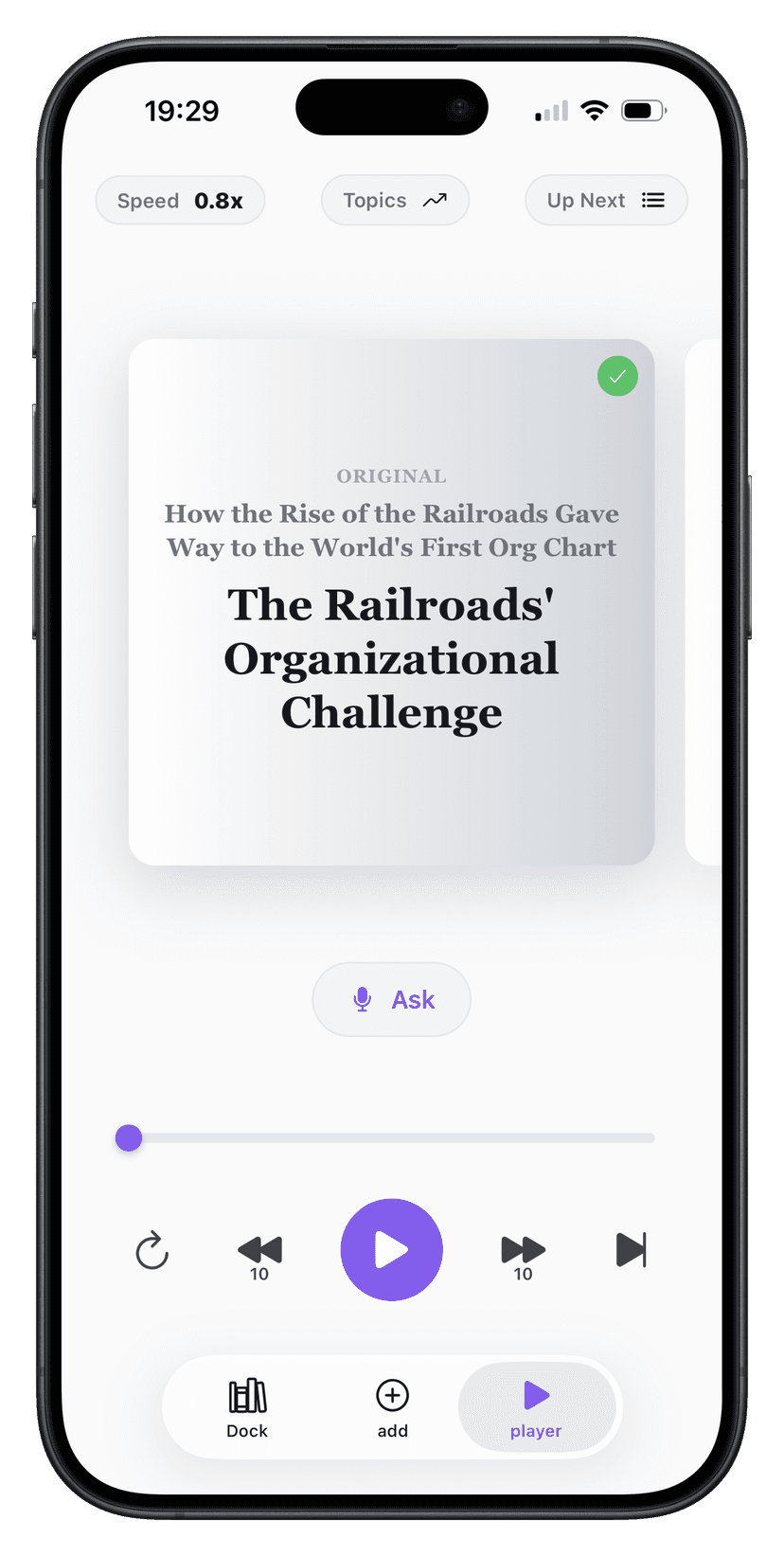 ListenDock iPhone app screen
